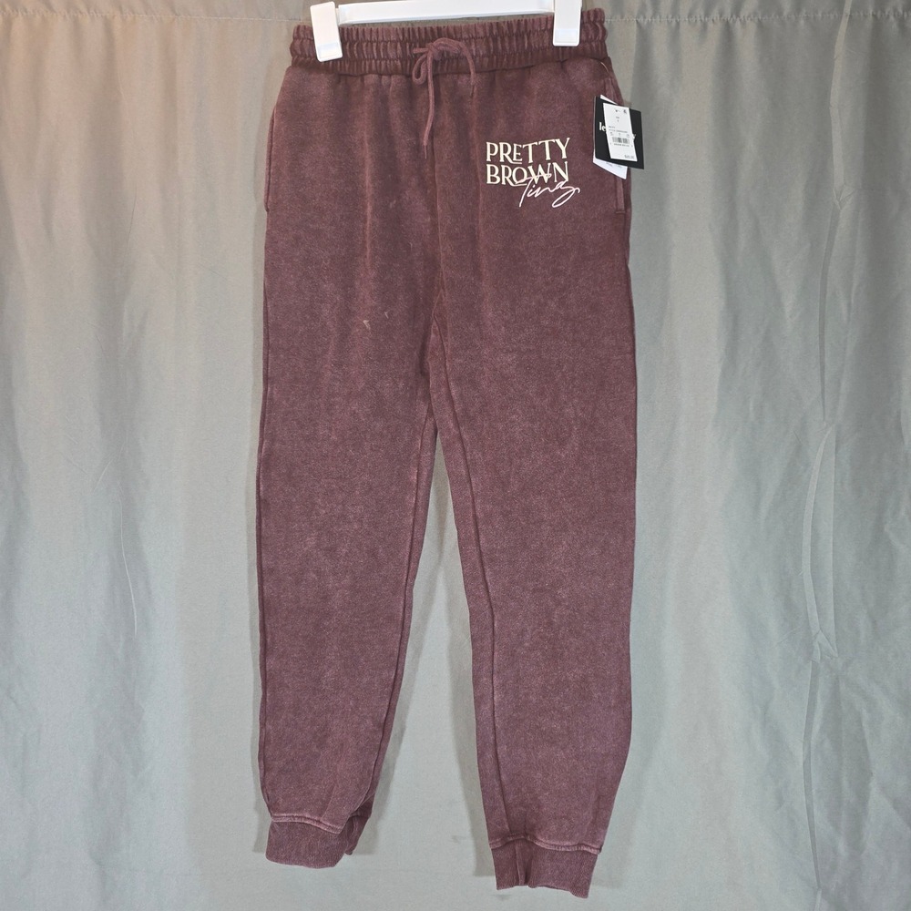 Legendary Rootz Pretty Brown Tingz Joggers Sweatpants Brown Acid Wash Small NEW